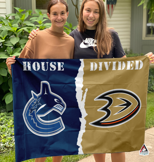 Canucks vs Ducks House Divided Flag, NHL House Divided Flag