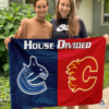 Vancouver Canucks vs Calgary Flames House Divided Flag, NHL House Divided Flag