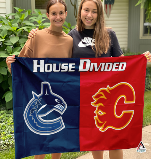 Canucks vs Flames House Divided Flag, NHL House Divided Flag