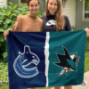 Vancouver Canucks vs San Jose Sharks House Divided Flag, NHL House Divided Flag