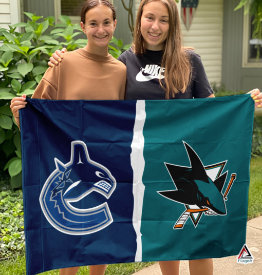 Canucks vs Sharks House Divided Flag, NHL House Divided Flag