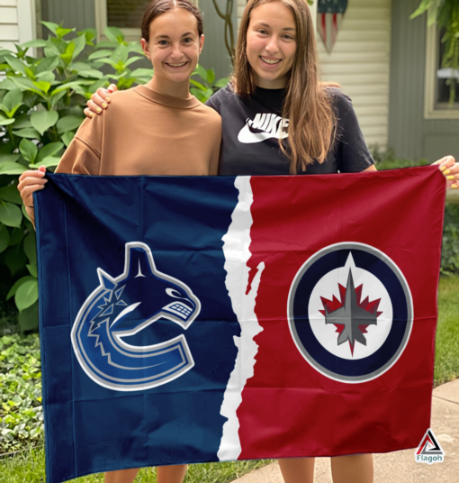 Canucks vs Jets House Divided Flag, NHL House Divided Flag