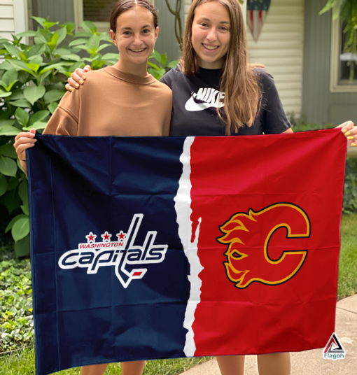 Capitals vs Flames House Divided Flag, NHL House Divided Flag