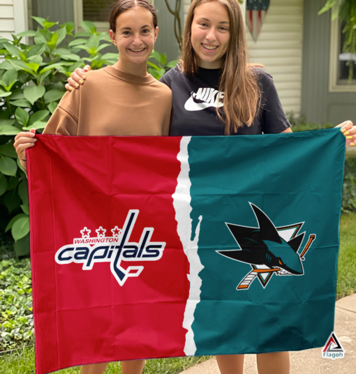 Capitals vs Sharks House Divided Flag, NHL House Divided Flag