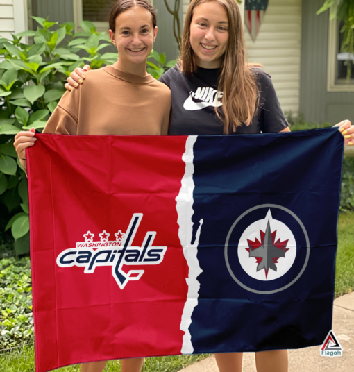 Capitals vs Jets House Divided Flag, NHL House Divided Flag