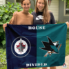 Winnipeg Jets vs San Jose Sharks House Divided Flag, NHL House Divided Flag