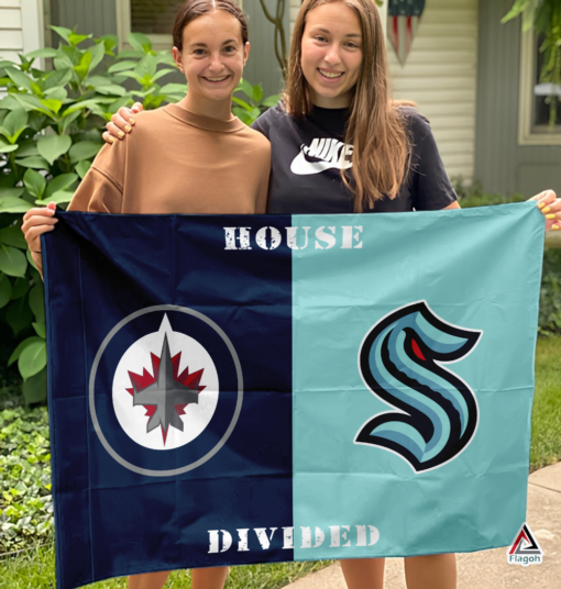 Jets vs Kraken House Divided Flag, NHL House Divided Flag