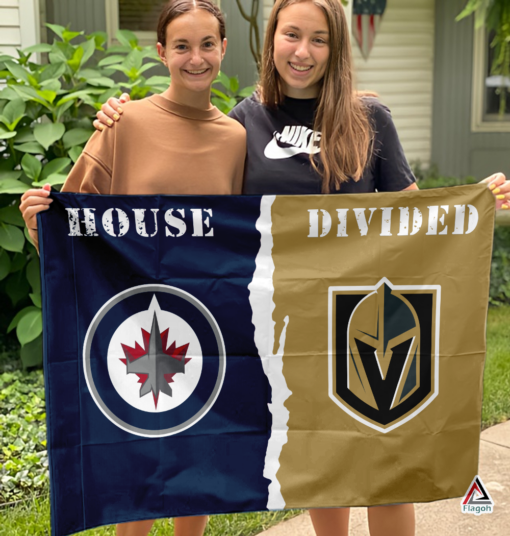 Jets vs Golden Knights House Divided Flag, NHL House Divided Flag