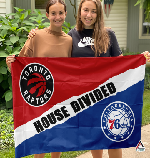 76ers vs Raptors House Divided Flag, NBA House Divided Flag