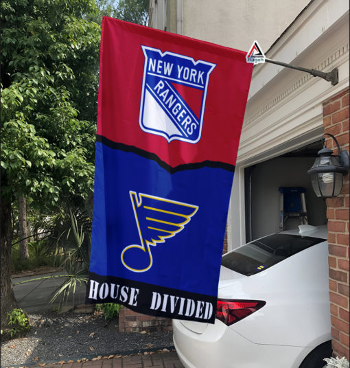 Rangers vs Blues House Divided Flag, NHL House Divided Flag