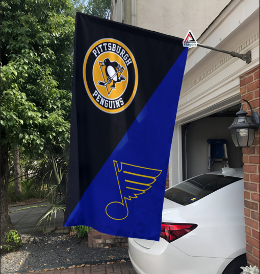 Penguins vs Blues House Divided Flag, NHL House Divided Flag