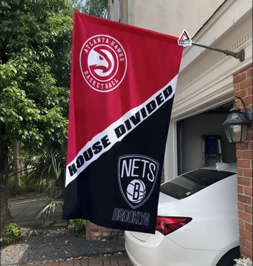 Hawks vs Nets House Divided Flag, NBA House Divided Flag