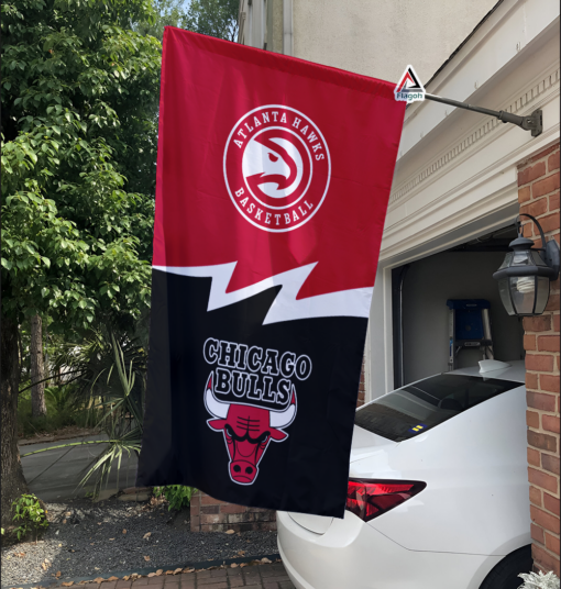 Hawks vs Bulls House Divided Flag, NBA House Divided Flag