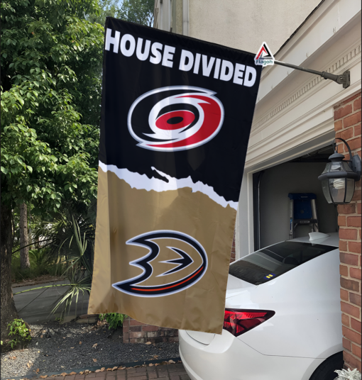 Hurricanes vs Ducks House Divided Flag, NHL House Divided Flag