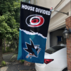 Carolina Hurricanes vs San Jose Sharks House Divided Flag, NHL House Divided Flag