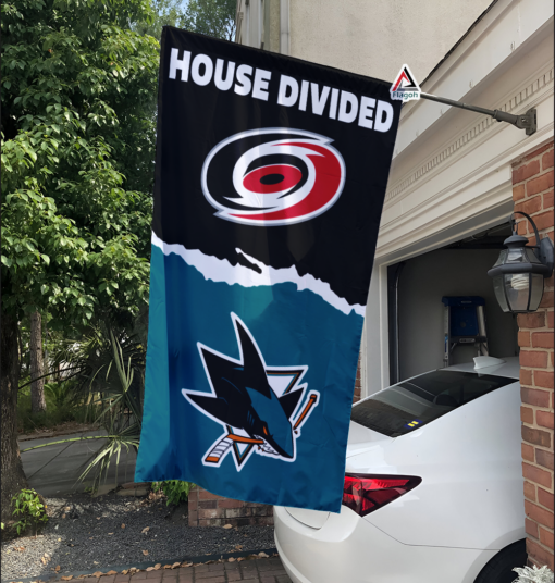 Hurricanes vs Sharks House Divided Flag, NHL House Divided Flag