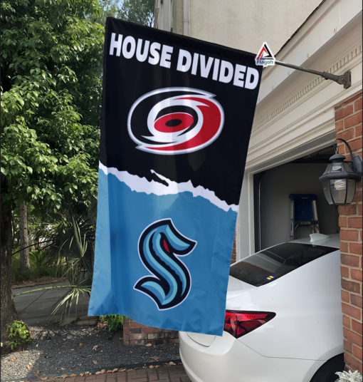 Hurricanes vs Kraken House Divided Flag, NHL House Divided Flag