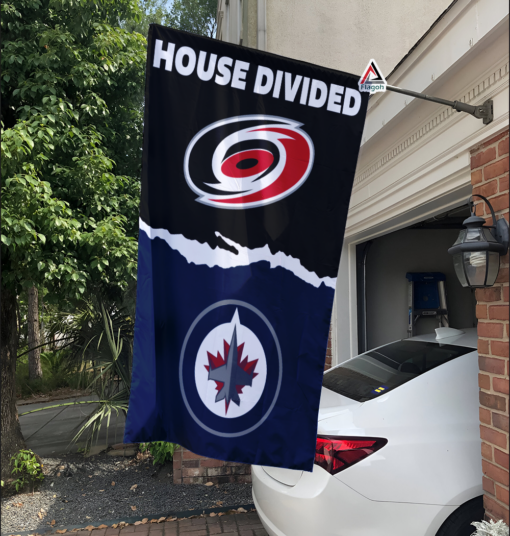 Hurricanes vs Jets House Divided Flag, NHL House Divided Flag