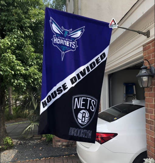 Hornets vs Nets House Divided Flag, NBA House Divided Flag