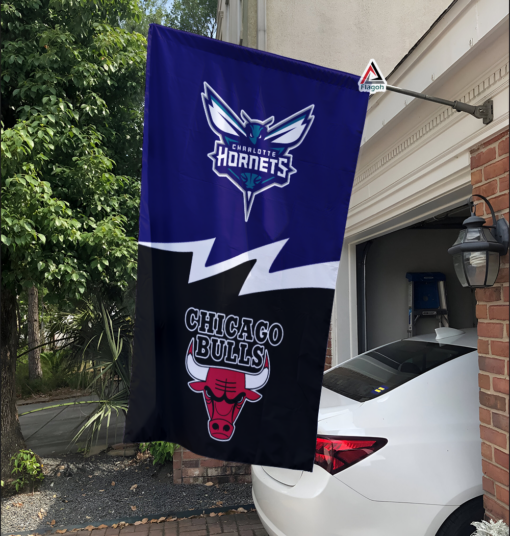 Hornets vs Bulls House Divided Flag, NBA House Divided Flag