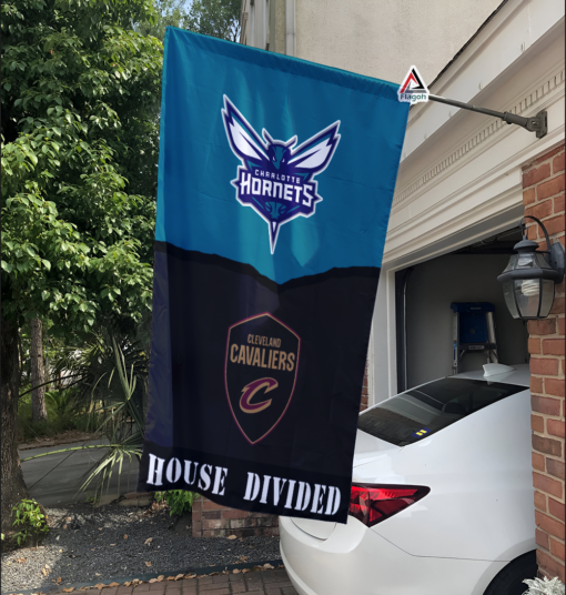 Hornets vs Cavaliers House Divided Flag, NBA House Divided Flag