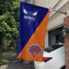 Charlotte Hornets vs New York Knicks House Divided Flag, NBA House Divided Flag