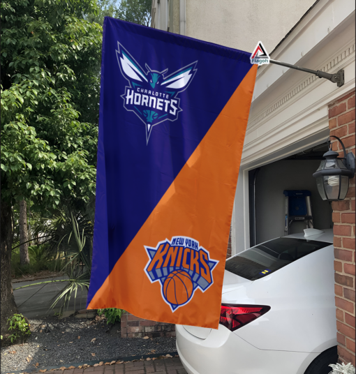 Hornets vs Knicks House Divided Flag, NBA House Divided Flag