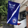 Charlotte Hornets vs Philadelphia 76ers House Divided Flag, NBA House Divided Flag