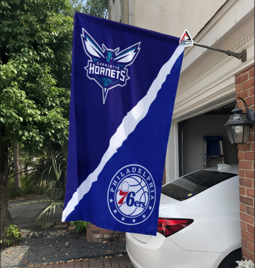 Hornets vs 76ers House Divided Flag, NBA House Divided Flag