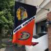 Chicago Blackhawks vs Anaheim Ducks House Divided Flag, NHL House Divided Flag