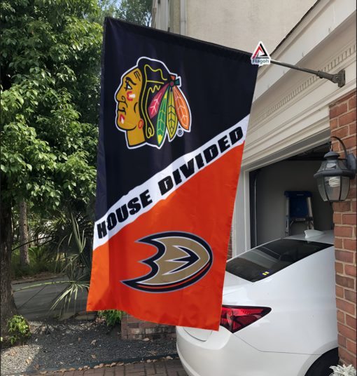 Blackhawks vs Ducks House Divided Flag, NHL House Divided Flag