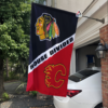 Chicago Blackhawks vs Calgary Flames House Divided Flag, NHL House Divided Flag