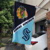 Chicago Blackhawks vs Seattle Kraken House Divided Flag, NHL House Divided Flag