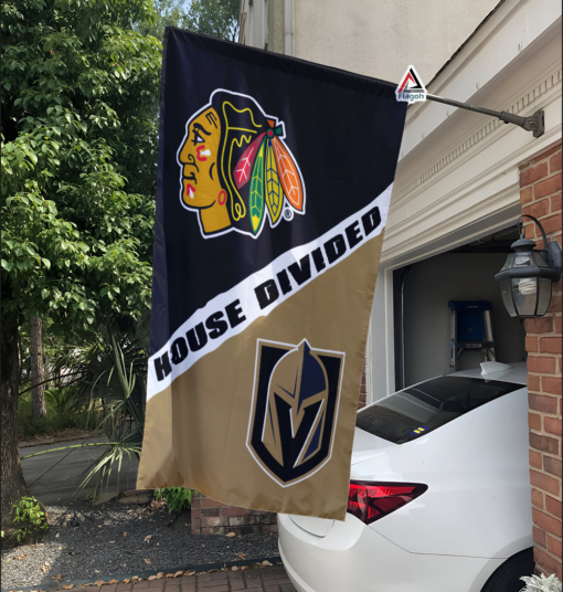 Blackhawks vs Golden Knights House Divided Flag, NHL House Divided Flag