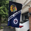 Chicago Blackhawks vs Winnipeg Jets House Divided Flag, NHL House Divided Flag