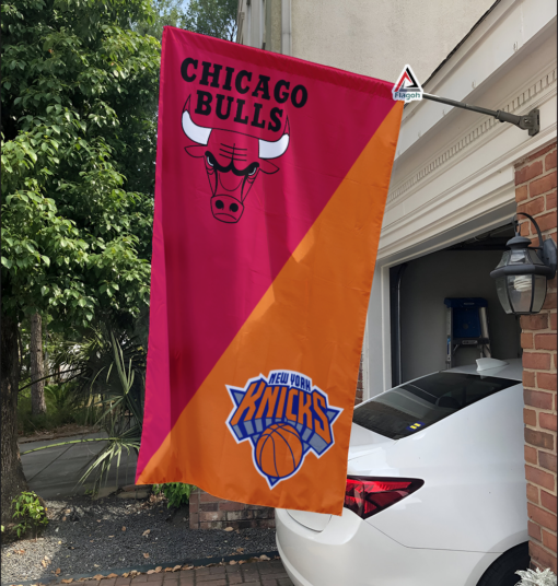 Bulls vs Knicks House Divided Flag, NBA House Divided Flag