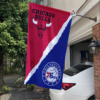 Chicago Bulls vs Philadelphia 76ers House Divided Flag, NBA House Divided Flag