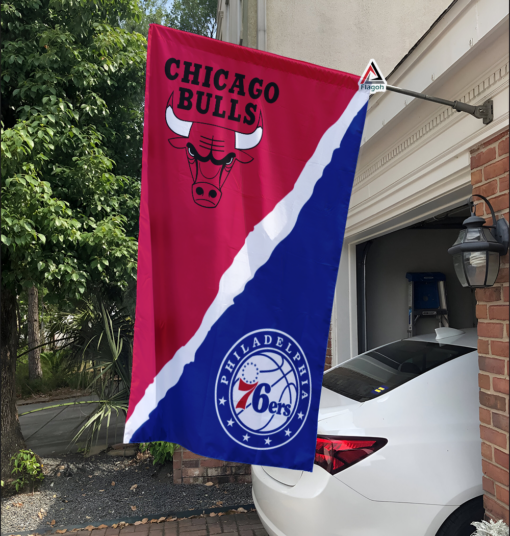 Bulls vs 76ers House Divided Flag, NBA House Divided Flag