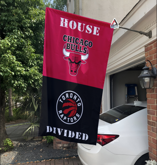 Bulls vs Raptors House Divided Flag, NBA House Divided Flag