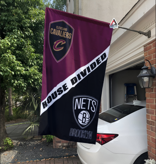 Cavaliers vs Nets House Divided Flag, NBA House Divided Flag