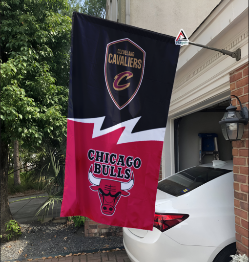 Cavaliers vs Bulls House Divided Flag, NBA House Divided Flag