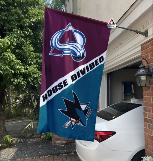 Avalanche vs Sharks House Divided Flag, NHL House Divided Flag