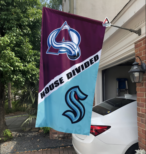 Avalanche vs Kraken House Divided Flag, NHL House Divided Flag