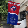 Columbus Blue Jackets vs Vancouver Canucks House Divided Flag, NHL House Divided Flag