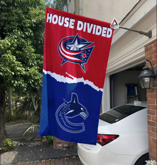 Blue Jackets vs Canucks House Divided Flag, NHL House Divided Flag