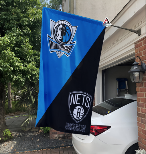 Mavericks vs Nets House Divided Flag, NBA House Divided Flag