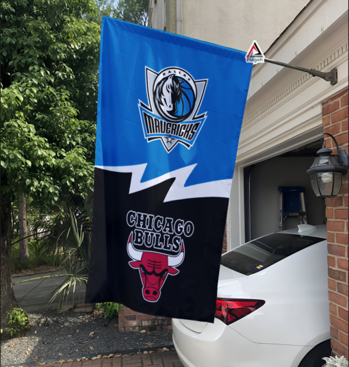 Mavericks vs Bulls House Divided Flag, NBA House Divided Flag