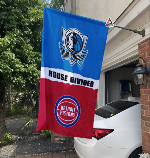 Mavericks vs Pistons House Divided Flag, NBA House Divided Flag