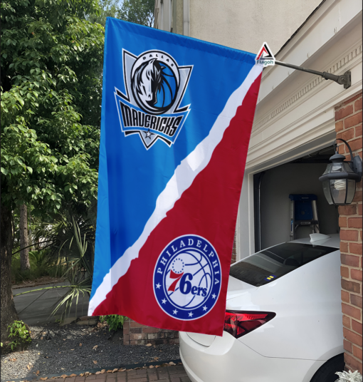 Mavericks vs 76ers House Divided Flag, NBA House Divided Flag