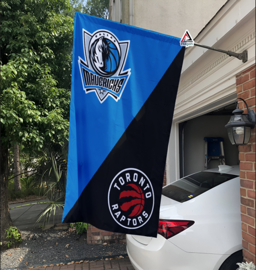 Mavericks vs Raptors House Divided Flag, NBA House Divided Flag